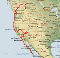 Travel map of Mexico - Calgary to Baja